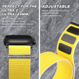ZRDESIGN Ultra Wide Nylon Watch Band Compatible with Apple Watch 42mm 44mm 45mm 49mm, Adjustable Sport Loop For iWatch Series 8 7 6 5 4 3 2 1 SE--Yellow