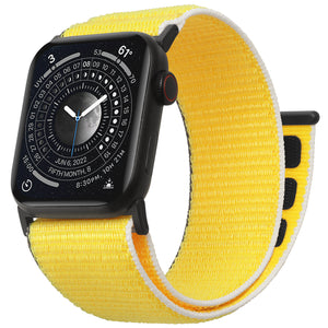 ZRDESIGN Ultra Wide Nylon Watch Band Compatible with Apple Watch 42mm 44mm 45mm 49mm, Adjustable Sport Loop For iWatch Series 8 7 6 5 4 3 2 1 SE--Yellow