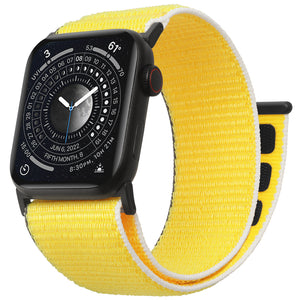 ZRDESIGN Ultra Wide Nylon Watch Band Compatible with Apple Watch 42mm 44mm 45mm 49mm, Adjustable Sport Loop For iWatch Series 8 7 6 5 4 3 2 1 SE--Yellow