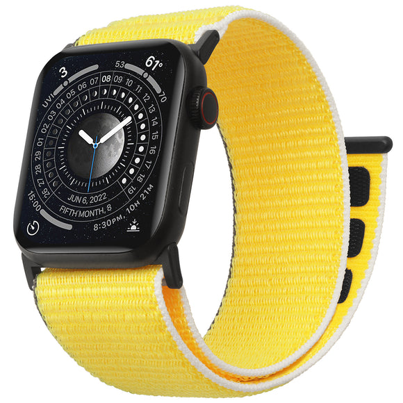 ZRDESIGN Ultra Wide Nylon Watch Band Compatible with Apple Watch 42mm 44mm 45mm 49mm, Adjustable Sport Loop For iWatch Series 8 7 6 5 4 3 2 1 SE--Yellow