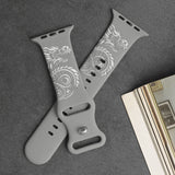 Dragon Engraved Bands Compatible with Apple Watch Band for Women 38mm 40mm 41mm 42mm 44mm 45mm 46mm 49mm, Soft Silicone Two-Tone Dragon Sport Strap for iWatch Series 10 9 8 7 6 5 4 3 2 1 SE Ultra Gray