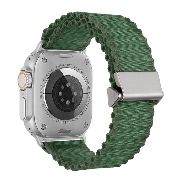 Ocean Nylon Sport Band Compatible with Apple Watch Ultra Band 49mm 45mm 44mm 42mm for Men Women, Breathable Soft Strap for iWatch Series SE 9/8/7/6/5/4/3/2/1 Green