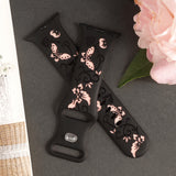 Flowers Engraved Band Compatible with Apple Watch Bands for Women 38mm 40mm 41mm 42mm 44mm 45mm 46mm 49mm, Soft Silicone Cute TwoTone Sport Strap for iWatch Series 10 9 SE 8 7 6 5 4 3 2 1 ULTRA Black