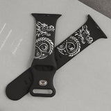Dragon Engraved Bands Compatible with Apple Watch Band for Men and  Women 38mm 40mm 41mm 42mm 44mm 45mm 46mm 49mm, Soft Silicone Two-Tone Dragon Sport Strap for iWatch Series 10 9 8 7 6 5 4 3 2 1 SE Ultra Black