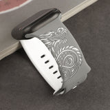 Dragon Engraved Bands Compatible with Apple Watch Band for Women 38mm 40mm 41mm 42mm 44mm 45mm 46mm 49mm, Soft Silicone Two-Tone Dragon Sport Strap for iWatch Series 10 9 8 7 6 5 4 3 2 1 SE Ultra Gray