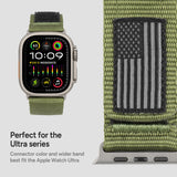 Rugged Nylon Band Compatible with Apple Watch Ultra 49mm 45mm 44mm 42mm for Men, Adjustable Wristbands for iWatch Series 9 8 7 6 5 4 3 2 1 SE--Green