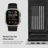 Rugged Nylon Band Compatible with Apple Watch Ultra 49mm 45mm 44mm 42mm for Men, Adjustable Wristbands for iWatch Series 9 8 7 6 5 4 3 2 1 SE--Black