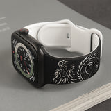 Dragon Engraved Bands Compatible with Apple Watch Band for Men and  Women 38mm 40mm 41mm 42mm 44mm 45mm 46mm 49mm, Soft Silicone Two-Tone Dragon Sport Strap for iWatch Series 10 9 8 7 6 5 4 3 2 1 SE Ultra Black