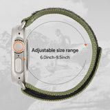 Rugged Nylon Band Compatible with Apple Watch Ultra 49mm 45mm 44mm 42mm for Men, Adjustable Wristbands for iWatch Series 9 8 7 6 5 4 3 2 1 SE--Green