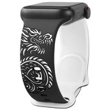 Dragon Engraved Bands Compatible with Apple Watch Band for Men and  Women 38mm 40mm 41mm 42mm 44mm 45mm 46mm 49mm, Soft Silicone Two-Tone Dragon Sport Strap for iWatch Series 10 9 8 7 6 5 4 3 2 1 SE Ultra Black