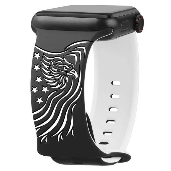 Engraved Bands Compatible with Apple Watch Band for Women 38mm 40mm 41mm 42mm 44mm 45mm 46mm 49mm, Soft Silicone Two-Tone Sport Strap for iWatch Series 10 9 8 7 6 5 4 3 2 1 SE Ultra Black