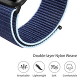 ZRDESIGN Ultra Wide Nylon Watch Band Compatible with Apple Watch 42mm 44mm 45mm 49mm, Adjustable Sport Loop For iWatch Series 8 7 6 5 4 3 2 1 SE Blue with line