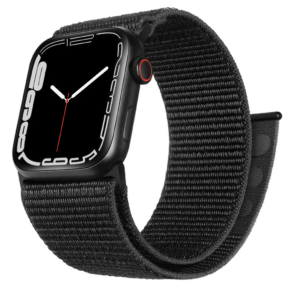 ZRDESIGN Ultra Wide Nylon Watch Band Compatible with Apple Watch 38mm/40mm/41mm 42mm/44mm/45mm/49mm, Adjustable Sport Loop For iWatch Series 8 7 6 5 4 3 2 1 SE--Black