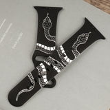 Snake Pattern Engraved Band, Compatible with Apple Watch 38mm, 40mm, 41mm, 42mm, 44mm, 45mm, 46mm, 49mm, Soft Silicone Snake Sport Strap for Men and Women, Fits iWatch Series 10, 9, 8, 7, 6, 5, 4, 3, 2, 1, Ultra/2, SE Black