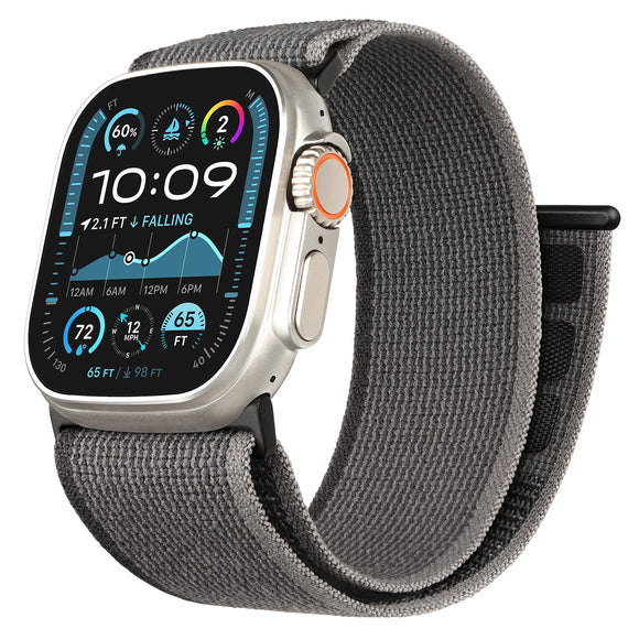 ZRDESIGN Wide Trail Loop Apple Watch Band, Nylon Apple Watch Adjustable Sport Loop Compatible with Apple Watch Strap 49mm 45mm 44mm 42mm for iWatch Series Ultra/8/7/6/5/4/3/2/6/SE  Deep grey