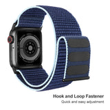ZRDESIGN Ultra Wide Nylon Watch Band Compatible with Apple Watch 42mm 44mm 45mm 49mm, Adjustable Sport Loop For iWatch Series 8 7 6 5 4 3 2 1 SE Blue with line