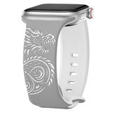 Dragon Engraved Bands Compatible with Apple Watch Band for Women 38mm 40mm 41mm 42mm 44mm 45mm 46mm 49mm, Soft Silicone Two-Tone Dragon Sport Strap for iWatch Series 10 9 8 7 6 5 4 3 2 1 SE Ultra Gray