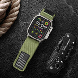 Rugged Nylon Band Compatible with Apple Watch Ultra 49mm 45mm 44mm 42mm for Men, Adjustable Wristbands for iWatch Series 9 8 7 6 5 4 3 2 1 SE--Green