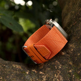 ZRDESIGN Ultra wide band for Apple watch, Compatible with Apple Watch 49mm 45mm 44mm 42mm, Leather and Nylon Strap for Iwatch Series Ultra SE 2/9 /8 / 7/6 / 5/4 / 3/2 / 1 / SE Orange
