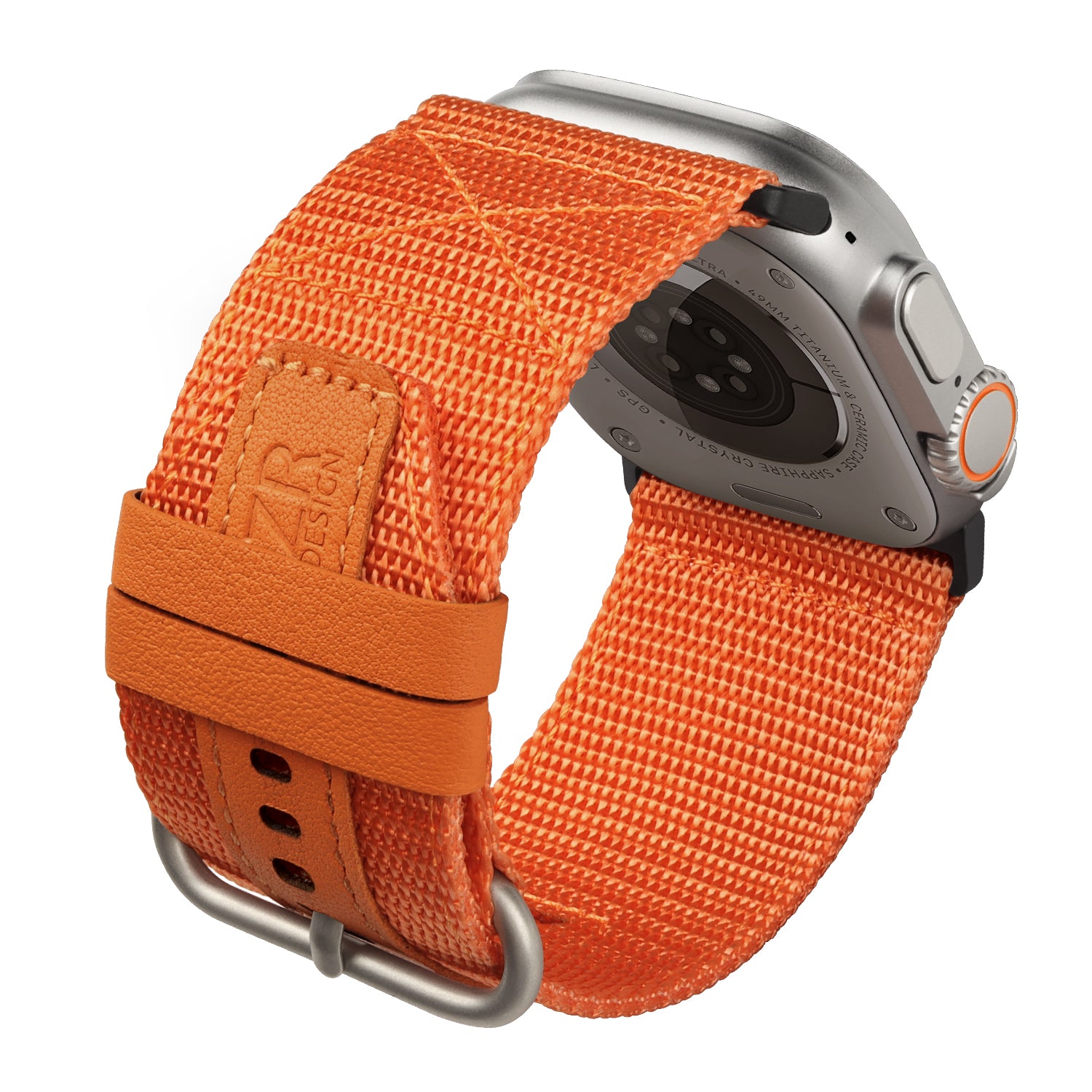 Leather Watch band compatible with Apple Watch / Samsung smartwatch, orange  Saffiano print