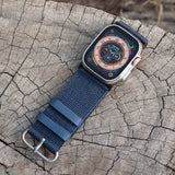 ZRDESIGN Ultra wide band for Apple watch,Compatible with Apple Watch 49mm 45mm 44mm 42mm, Leather and Nylon Strap for Iwatch Series Ultra SE 2/9 /8 / 7/6 / 5/4 / 3/2 / 1 / SE Blue