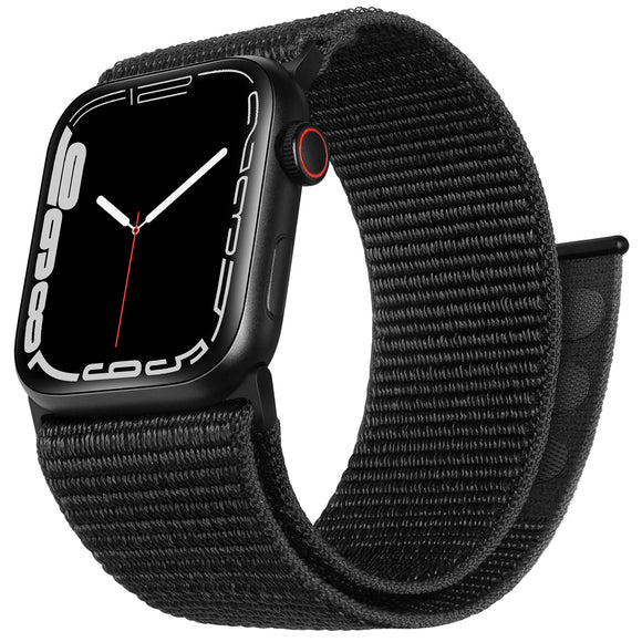 ZRDESIGN Ultra Wide Nylon Watch Band Compatible with Apple Watch 38mm/40mm/41mm 42mm/44mm/45mm/49mm, Adjustable Sport Loop For iWatch Series 8 7 6 5 4 3 2 1 SE--Black