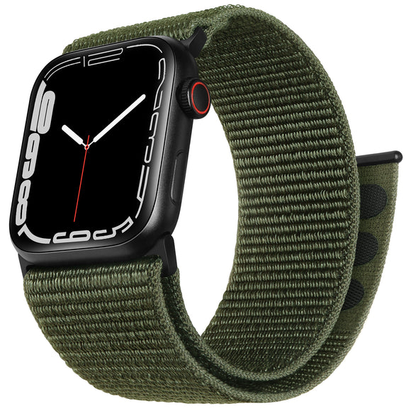 ZRDESIGN Ultra Wide Green Nylon Watch Band Compatible with Apple Watch 42mm 44mm 45mm 49mm 41mm 40mm 38mm, Adjustable Sport Loop For iWatch Series 8 7 6 5 4 3 2 1 SE--Green