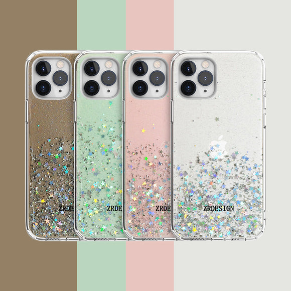 ZRDESIGN Glitter Clear Case, Slim Thin Glossy Soft Flexible TPU Silicone Rubber for Apple iPhone